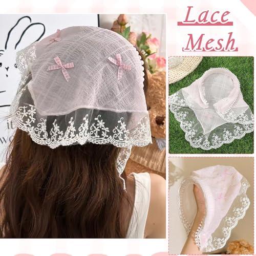 TecoKart® 2Pcs Headband for Women, Triangle Hair Scarf, Lace Bandana Headwrap Hairbands Stylish Covering Chic Boho Accessory Soft Breathable Outdoor Travel Picnic Fashion Festival Use - Image 5
