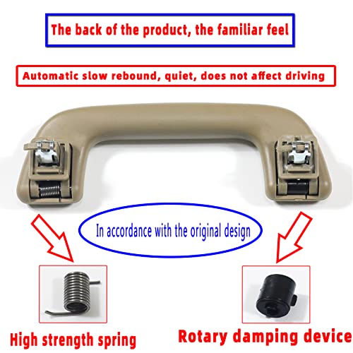 Krobelus Auto Roof Pull Handle Grab Rail Grey with Hook LH=RH Universal for Toyota for Corolla for Rav4 Yaris Vios OEM:74610-52020 (Front Handrail Without Hook(Beige) 1Pcs) - Image 3