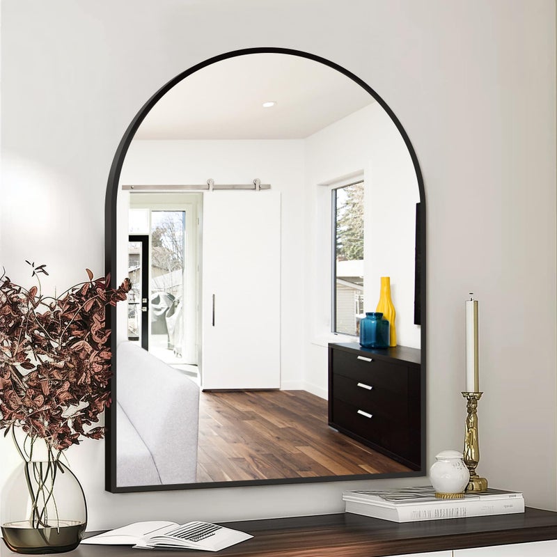 FICTOR Bathroom Vanity Mirror for Wall,40â€x30â€ Large Arched Metal Framed Bathroom Mirror for Over Sink,Entryway, Living Room & Bedroom(Black) - Image 3
