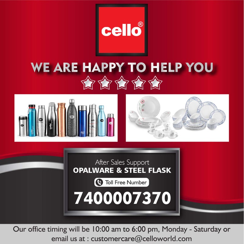 Cello Opalware Dazzle Scarlet Bliss Dinner Set, 19 Units, White - Image 2