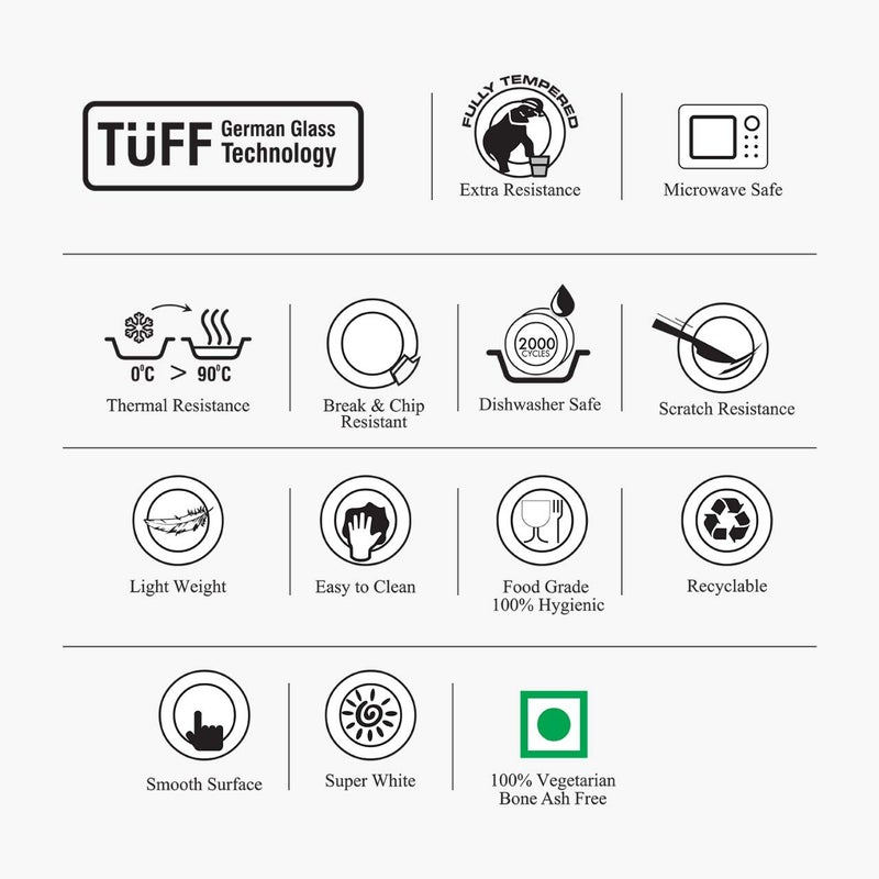 Cello Opalware Dazzle Scarlet Bliss Dinner Set, 19 Units, White - Image 4