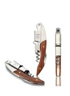 Generic Wine Opener with Leather Cover Professional Corkscrews for Wine Bottles w/ Foil Cutter and Cap Remover - Manual Wine Key for Servers, Waiters, Bartenders and Home Use - Classic Rosewood  - Image 2