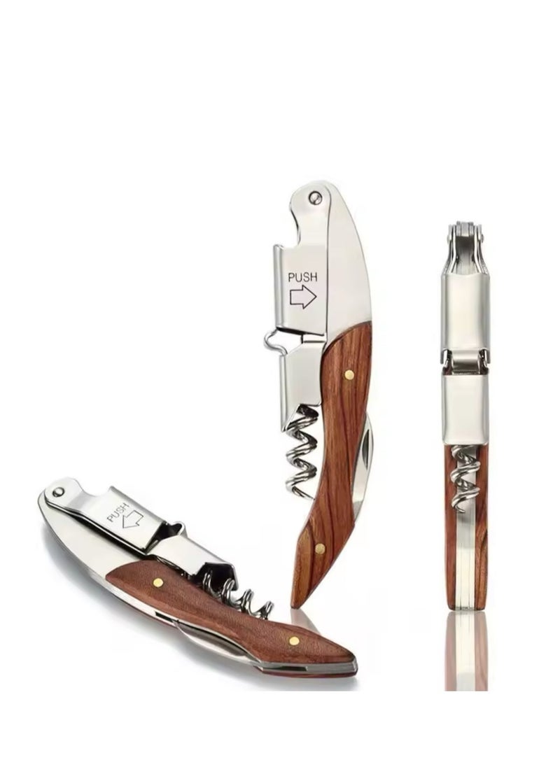 Generic Wine Opener with Leather Cover Professional Corkscrews for Wine Bottles w/ Foil Cutter and Cap Remover - Manual Wine Key for Servers, Waiters, Bartenders and Home Use - Classic Rosewood  - Image 2