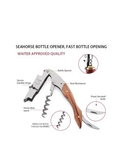 Generic Wine Opener with Leather Cover Professional Corkscrews for Wine Bottles w/ Foil Cutter and Cap Remover - Manual Wine Key for Servers, Waiters, Bartenders and Home Use - Classic Rosewood  - Image 3