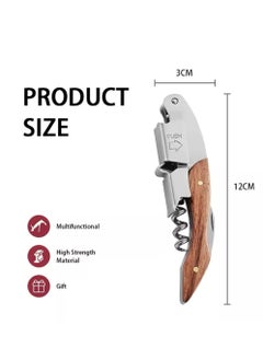 Generic Wine Opener with Leather Cover Professional Corkscrews for Wine Bottles w/ Foil Cutter and Cap Remover - Manual Wine Key for Servers, Waiters, Bartenders and Home Use - Classic Rosewood  - Image 4
