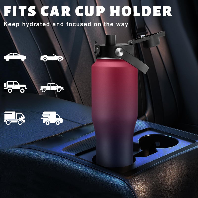 RRYFOUR 32/40 oz Insulated Water Bottle with straw Fit in any Car Cup Holder, Keep Cold 48H Hot 24Hï¼ŒStainless Steel Water Bottle with Spout lid, Carrier Bag, Paracord Handle for Gym, Workout & Beach - Image 2