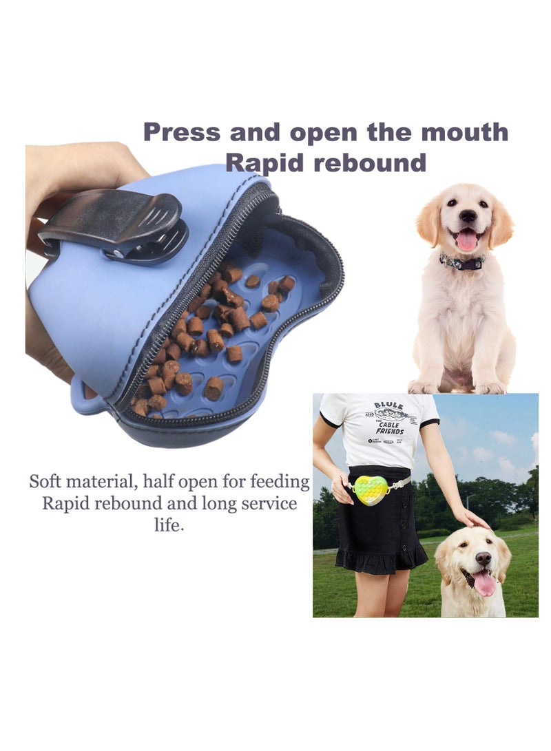 Excefore Silicone Dog Treat Pouch, 2 PCS Dog Training Treat Pouch for Leash, Small Dog Training Bag with Waist Belt and Waist Clip, Pet Walking Bag for Dog Training or Walking, Zipper Design, Easy to Clean - Image 2