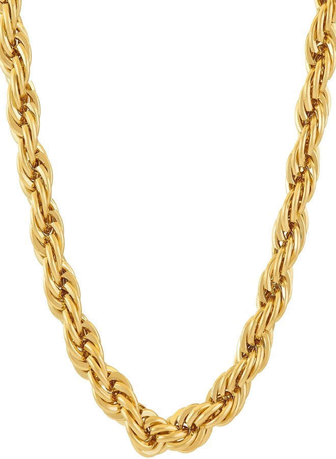 LIFETIME JEWELRY 7mm Rope Chain Necklace 24k Real Gold Plated for Men and Women (20 inches, 1 - Gold Plated, 1) - Image 1