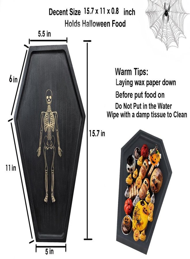 TOSOENPHY Coffin Charcuterie Board, Gothic Coffin Tray with Engraved Skeleton - Goth Home Decor Essentials Accessories - Image 3