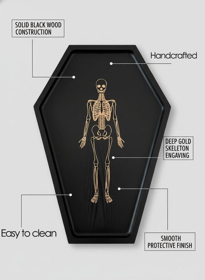 TOSOENPHY Coffin Charcuterie Board, Gothic Coffin Tray with Engraved Skeleton - Goth Home Decor Essentials Accessories - Image 5