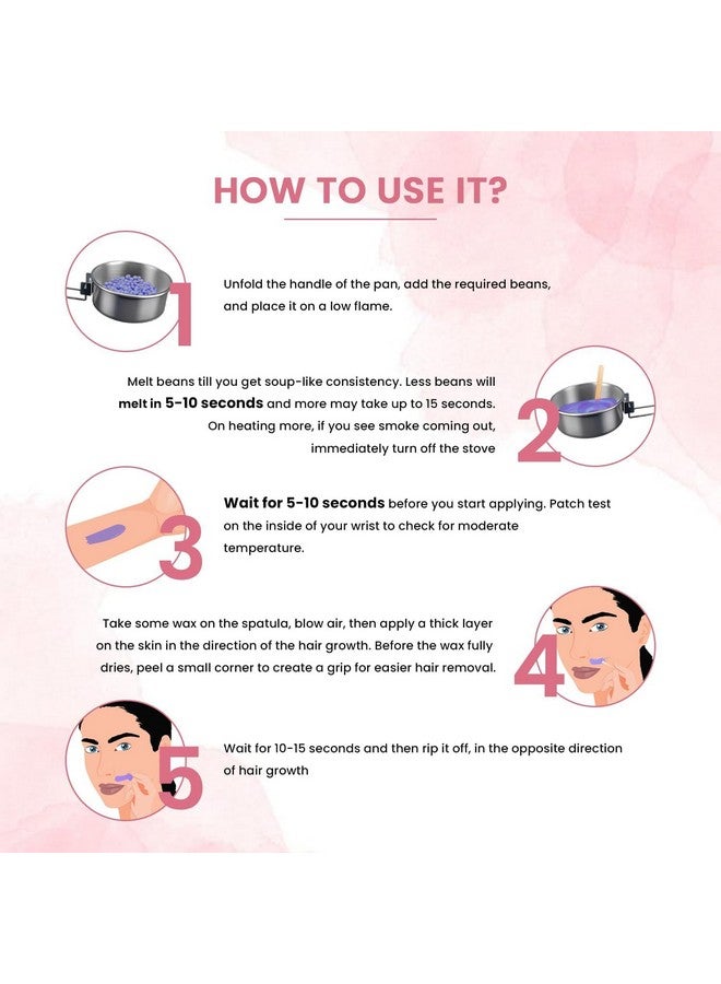 CUVLY Brazilian Stripless Painless Hair Removal Wax For Men & Women| Quick & Easy Tan Removal Waxing For Face, Armpit & Bikini Areas Wax Beans 100gm, Wax For Women (Wax, Waxing Combo kit) - Image 2