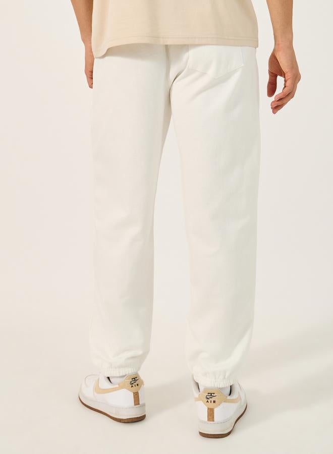 Styli Fleece Mid Rise Relaxed Fit Joggers with Badge Detail  - Image 4