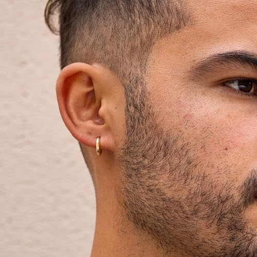 Gokeey 5 Pairs Small Gold Hoop Earrings for Women Men Dainty Mini Small Gold Huggie Hoops Earrings Stacks for Women Men Hypoallergenic Cute Tiny Cartilage Helix Hoop Earring Set for Multiple Piercing Jewelry Gift - Image 3