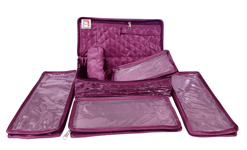 atorakushon® Satin Makeup Pouches Cosmetic Necklace Earrings Vanity Jewellery Organiser For Women's (Purple) - Image 2