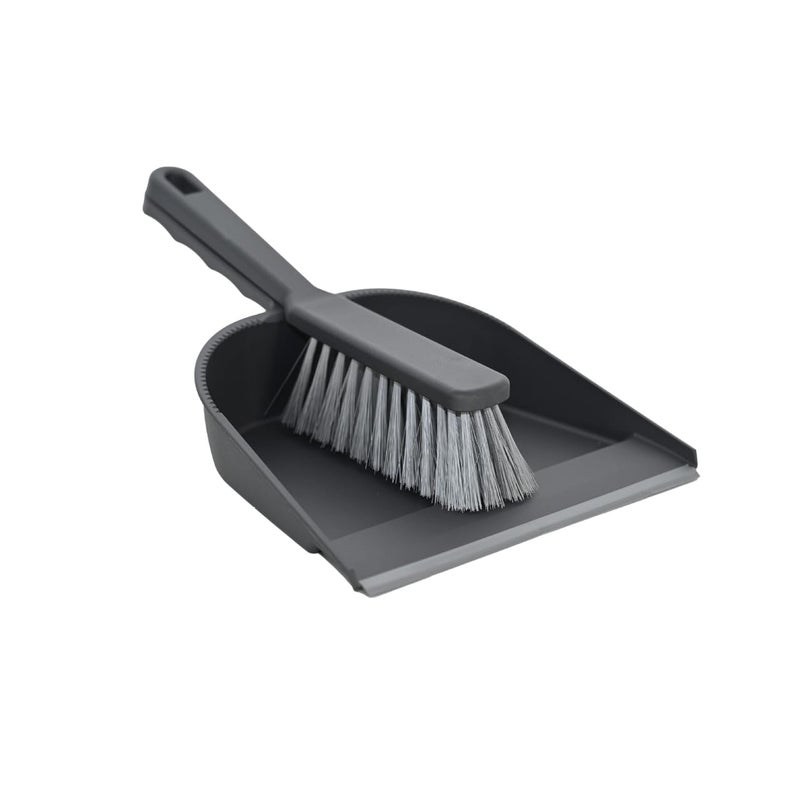 York Dustpan with rubber lip+brush black - Image 1