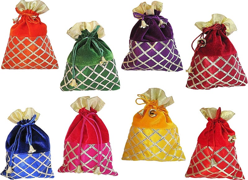 SHOPOBUDDY Velvet Potli Batwa Bag Bridal Purse Women handbag Shagun Pouch Return Gifts MultiColor (6) - Image 2