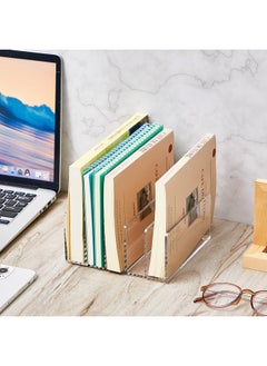 Geyoga 2 Pcs Acrylic File Holder Clear Mail Folder Organizer 5 Compartments Multifunction Desktop Storage Letter Sorter Envelope Vertical Dividers For Office Home Desk Organization  - Image 5