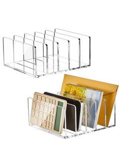 Geyoga 2 Pcs Acrylic File Holder Clear Mail Folder Organizer 5 Compartments Multifunction Desktop Storage Letter Sorter Envelope Vertical Dividers For Office Home Desk Organization  - Image 1
