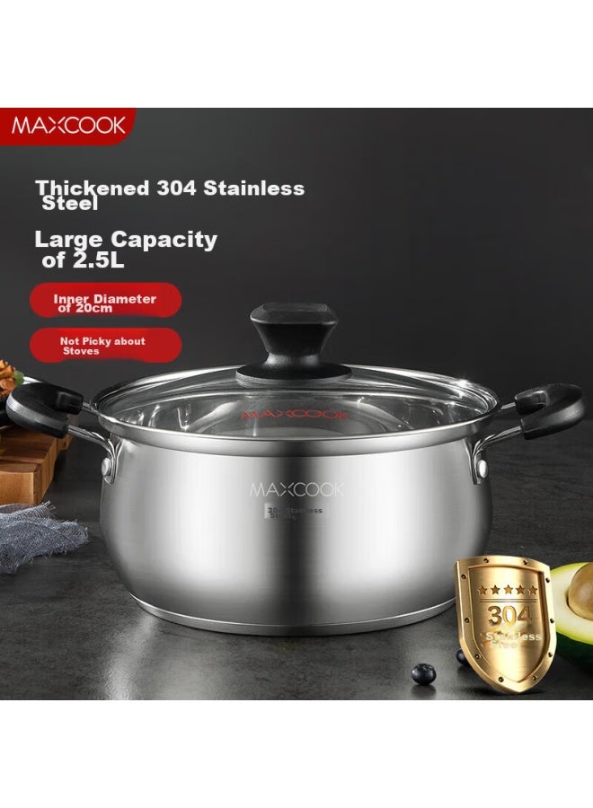 MAX COOK Meichun Soup Pot, 304 Stainless Steel Soup Pot, 20cm, Thickened Composite Bottom, Compatible With Gas Stove And Induction Cooker, Yc-20 - Image 1