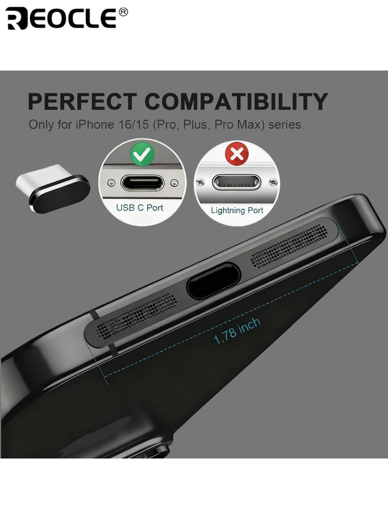 REOCLE 14pcs USB-C Dust Plug Set with Key Board Cleaning Brush Dust Port Cover for Iphone 15 16 Durable Nylon Brush Cleaner Perfect Compatibility Suitable for Mobile Phones and Computers - Image 3