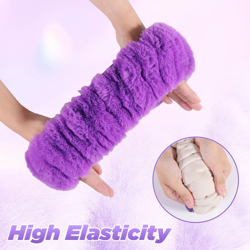 SEG Direct Furry Car Steering Wheel Cover with Fluffy Gear Shift Cover Soft Warm Non-Slip Car Decoration for Women Girls 2 PCS Set, Purple - Image 5