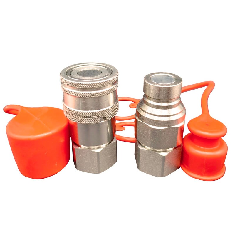 12 NPT Flat Face Hydraulic Quick Connect CouplersCouplings Set wDust Caps ISO 16028 Standard Skid Steer Bobcat 12 Body Quick Disconnect 1SetDecoHongDi
