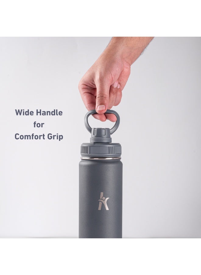 KRYMSO 750ml Stainless Steel Water Bottle, Double Wall Insulated Water Bottle, Leak Proof, BPA Free, Silicone Boot, Thermos Bottle, Cold Hot Bottle for Kids, School, Gym - Image 3