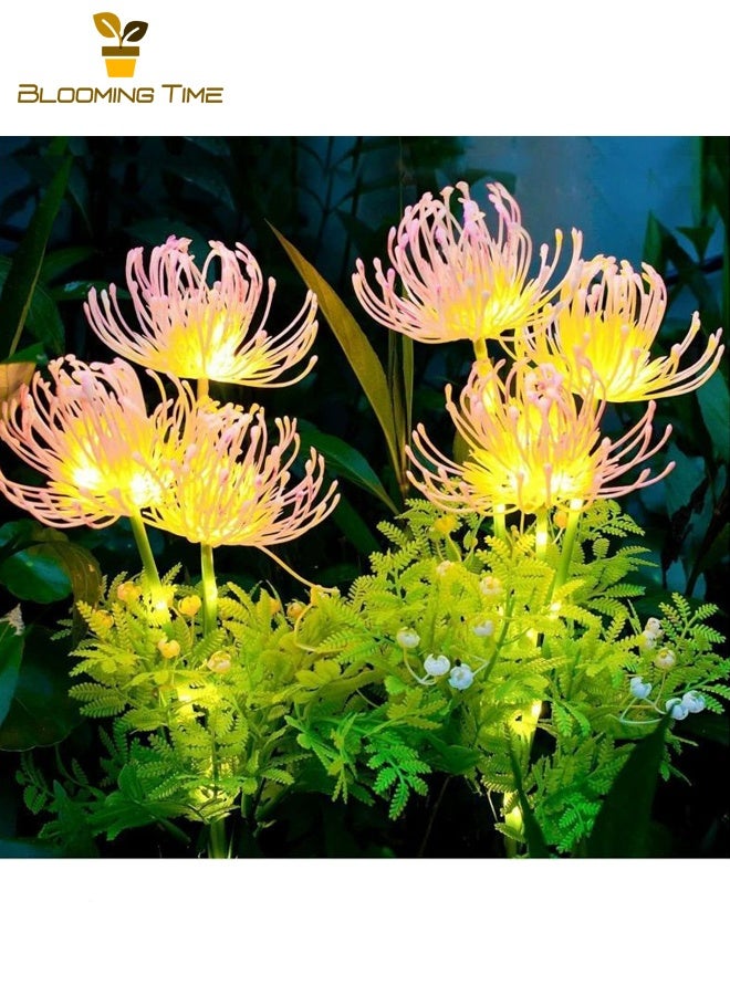 BLOOMING TIME Two Solar Bana Lights, Lawn Lights, Outdoor Led Simulation Flower Ground Plug-In Lights, Outdoor Led Garden Atmosphere Decorative Lights, Pink - Image 1