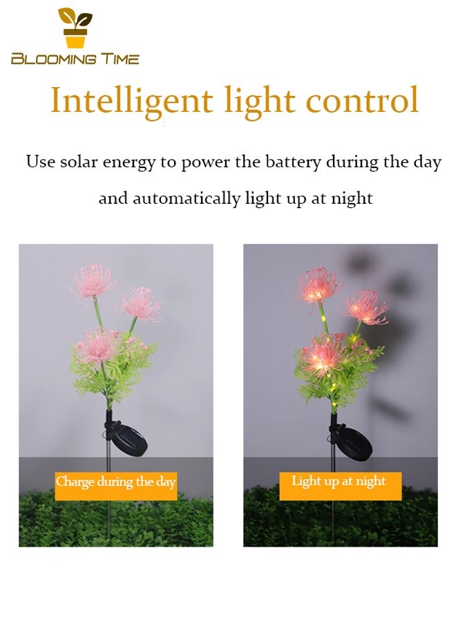 BLOOMING TIME Two Solar Bana Lights, Lawn Lights, Outdoor Led Simulation Flower Ground Plug-In Lights, Outdoor Led Garden Atmosphere Decorative Lights, Pink - Image 3