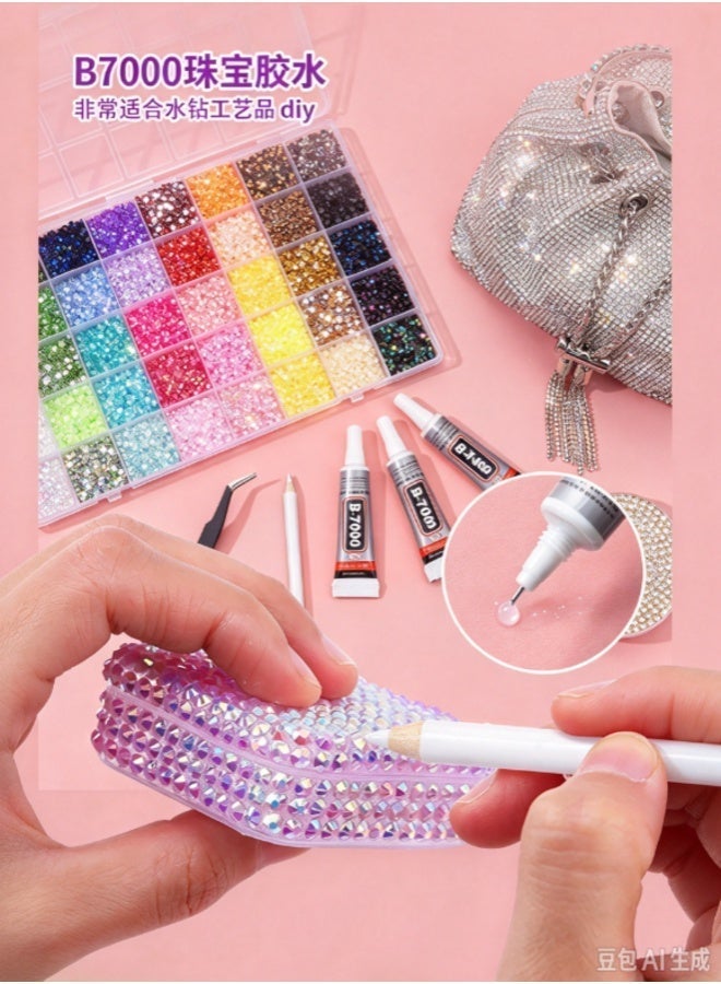 jaexest 60-Colour Jelly Flat Resin Rhinestones DIY Set – Nail Art & Clothing Craft Gems with 3x 10ml Glue, Picker & Tweezers | Iridescent Jelly Rhinestones for Nails, Fabric, Phone Cases & Accessories - Image 2