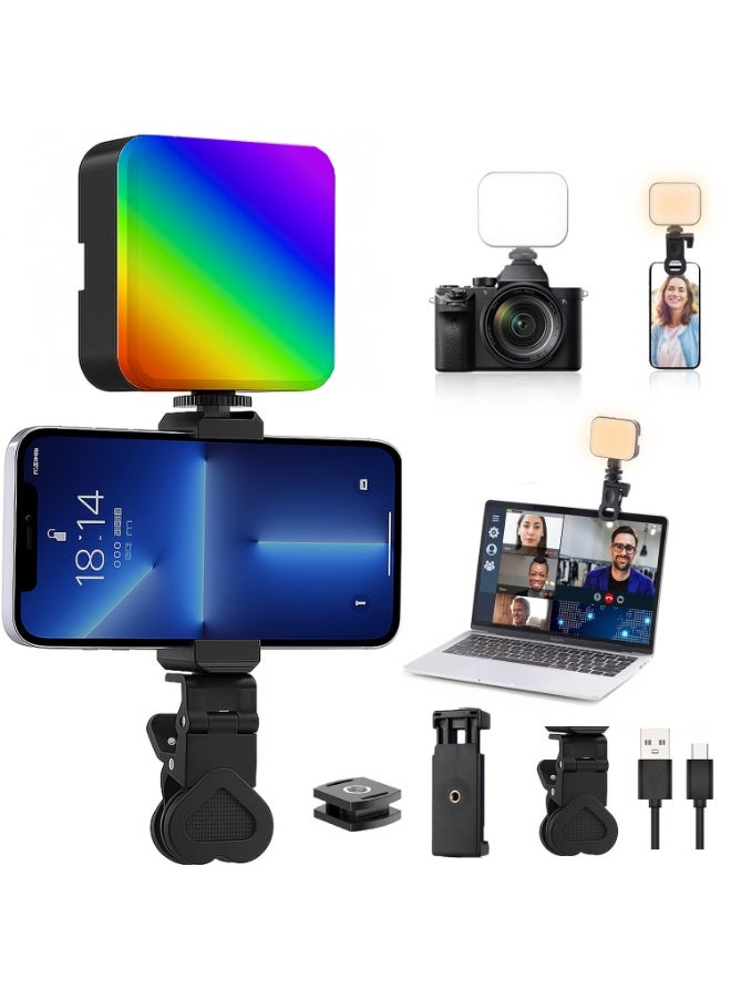 SOGAR SHAMO أضواء RGB Selfie Lights - مصباح فيديو قابل لإعادة الشحن مع أوضاع متعددة للهاتف والكاميرا والكمبيوتر المحمول وجهاز iPad - مثالي لمؤتمرات الفيديو والبث المباشر والتسجيل في الهواء الطلق - Image 1