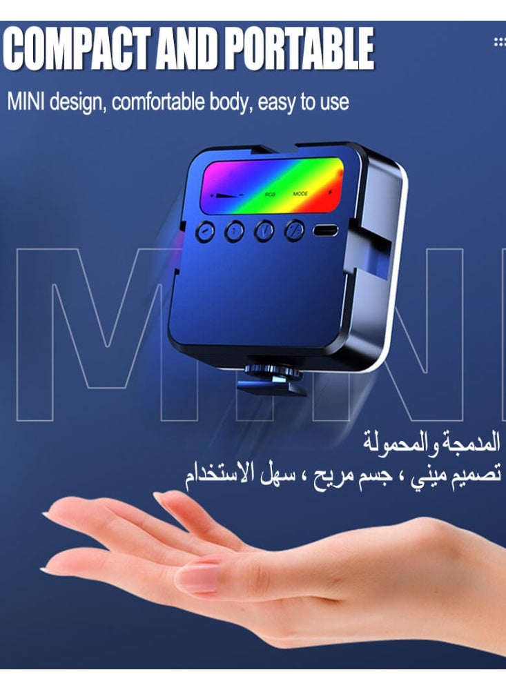 SOGAR SHAMO أضواء RGB Selfie Lights - مصباح فيديو قابل لإعادة الشحن مع أوضاع متعددة للهاتف والكاميرا والكمبيوتر المحمول وجهاز iPad - مثالي لمؤتمرات الفيديو والبث المباشر والتسجيل في الهواء الطلق - Image 3