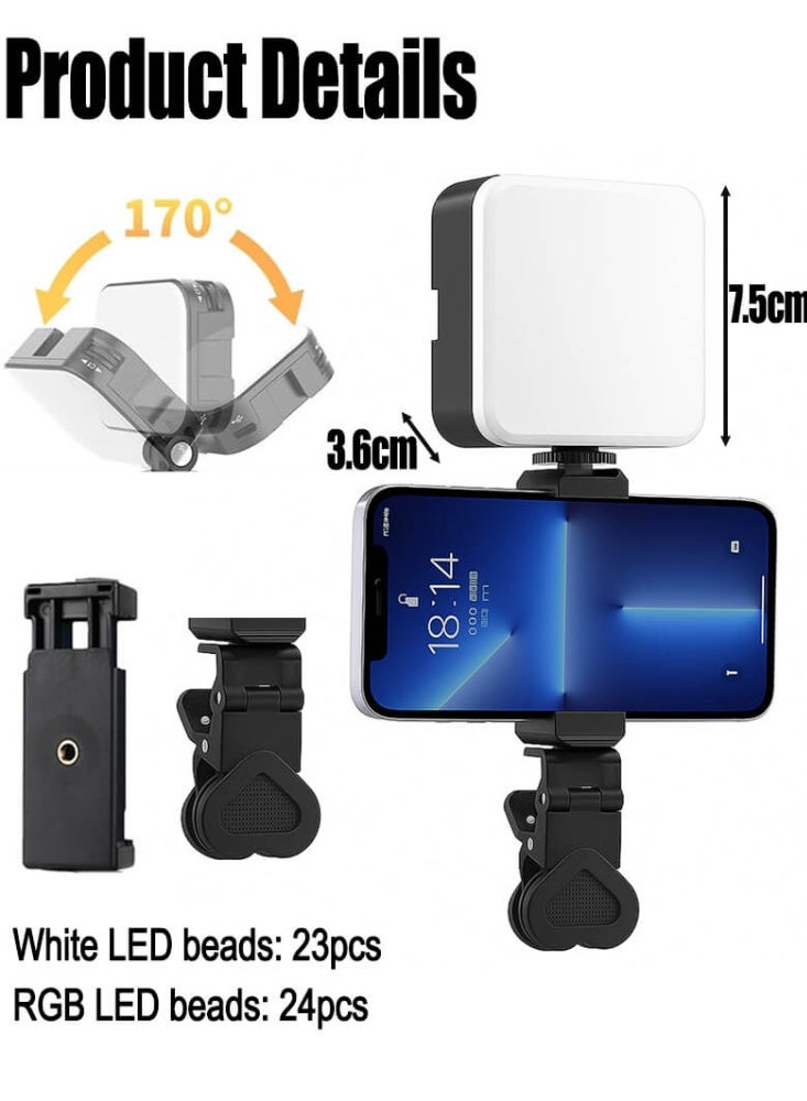 SOGAR SHAMO أضواء RGB Selfie Lights - مصباح فيديو قابل لإعادة الشحن مع أوضاع متعددة للهاتف والكاميرا والكمبيوتر المحمول وجهاز iPad - مثالي لمؤتمرات الفيديو والبث المباشر والتسجيل في الهواء الطلق - Image 4