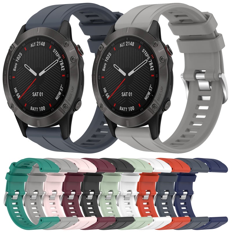 erorex For Garmin Fenix 6 Sapphire Gps 22Mm Solid Color Silicone Watch Band(Black) - Image 5