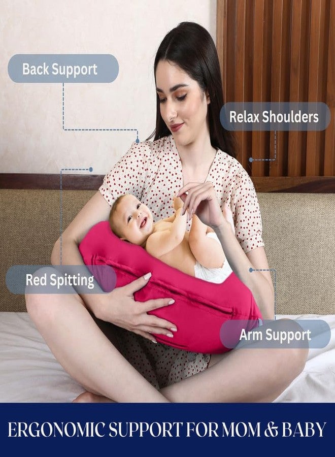 Dormyo Breast Feeding Pillow for New Born Baby - Nursing Pillow for Breastfeeding - Multifunction Pillow with Water Resistant Velvet Cover Filled with 1Kg Microfibre Pink (22" x 21.5") - Image 2
