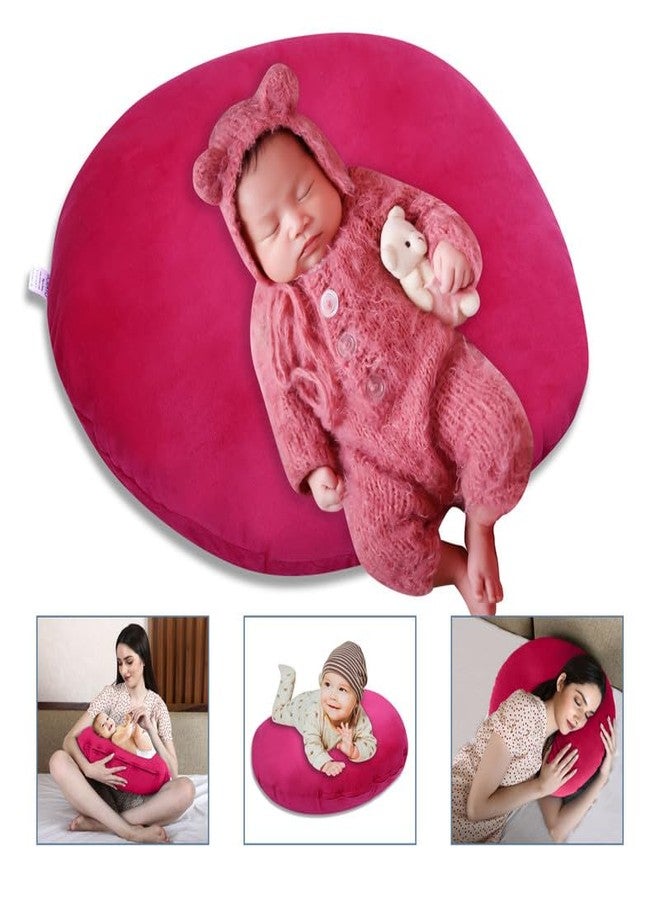 Dormyo Breast Feeding Pillow for New Born Baby - Nursing Pillow for Breastfeeding - Multifunction Pillow with Water Resistant Velvet Cover Filled with 1Kg Microfibre Pink (22" x 21.5") - Image 5
