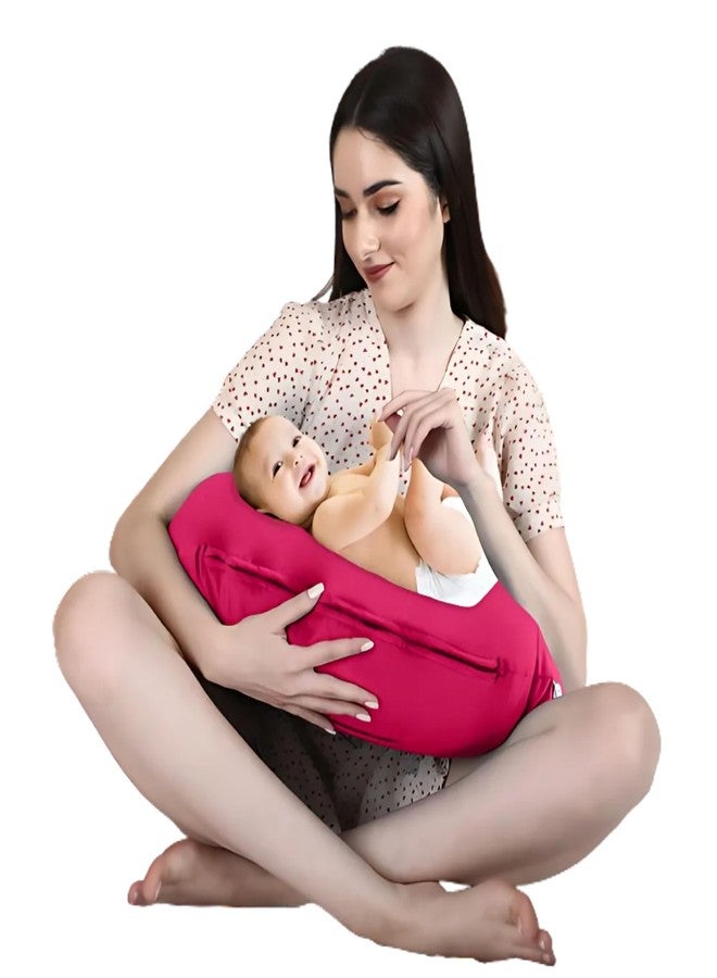 Dormyo Breast Feeding Pillow for New Born Baby - Nursing Pillow for Breastfeeding - Multifunction Pillow with Water Resistant Velvet Cover Filled with 1Kg Microfibre Pink (22" x 21.5") - Image 1