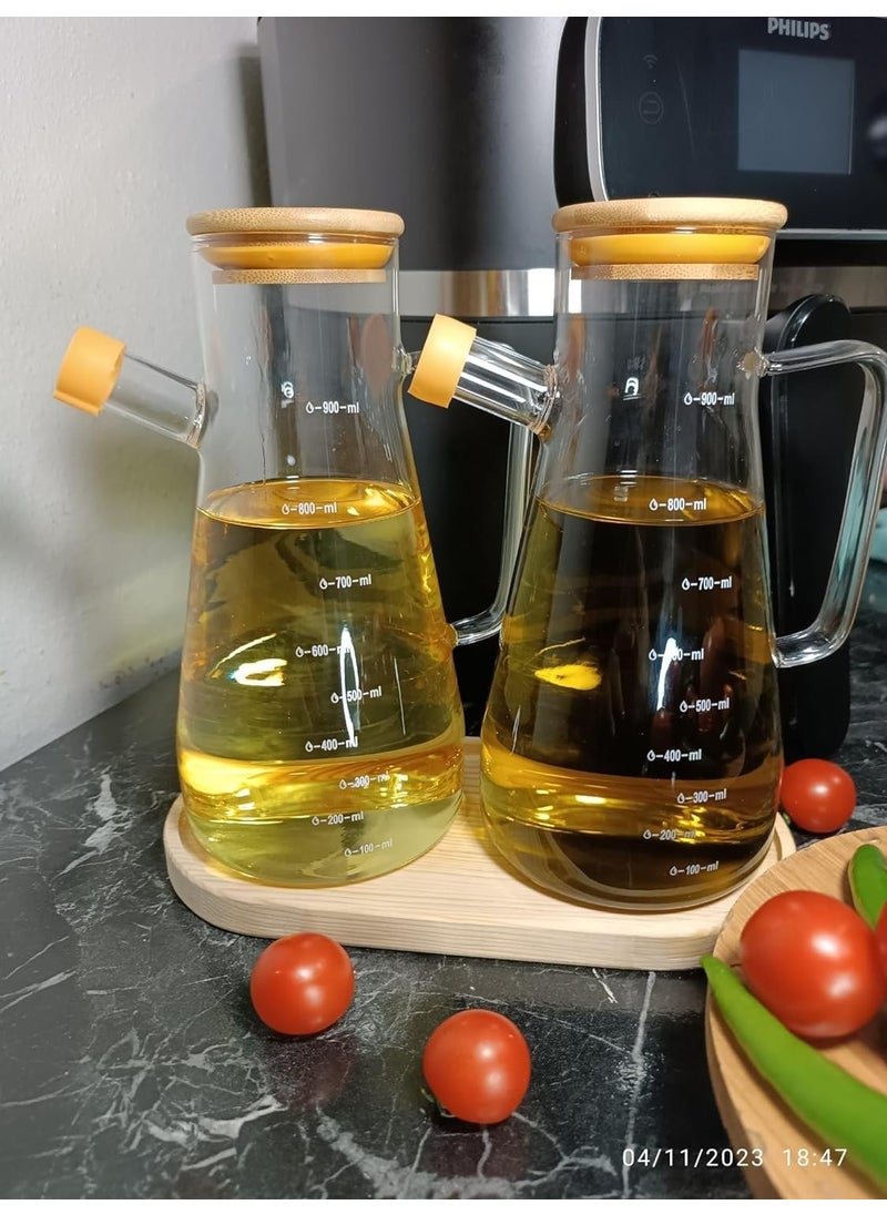 Home Oil and Vinegar Bottle Set with Silicone Seal and Bamboo Lid and Bamboo Base, Set of 3 Oil Bottle, 900 ml 2 Pieces and Bamboo Base - pzsku/ZB3B9CBDC722A7344E505Z/45/_/1741293164/4809522c-c67e-4e07-b49c-3b9e071aca96