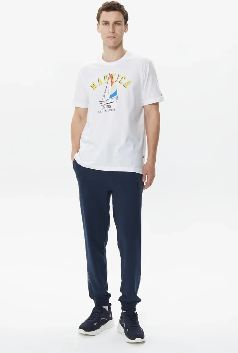 نوتيكا Printed 100% Cotton Regular Fit Crew Neck T Shirt Men's T Shirt V35516T 1bw