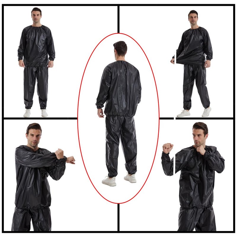 DawnBreak Sauna Sweat Suit for Women/Men Exercise Weight Loss Gym Fitness Workout Black - XXL - Image 4