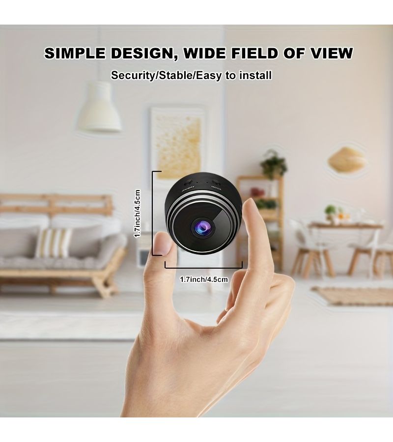 Mini Wireless WiFi Security Camera 1pc Black With Magnetic Base Motion Detection 480P HD Outdoor Indoor Home Smart Cam Portable Surveillance System App Controlled Audio Alerts No Wiring - Image 3