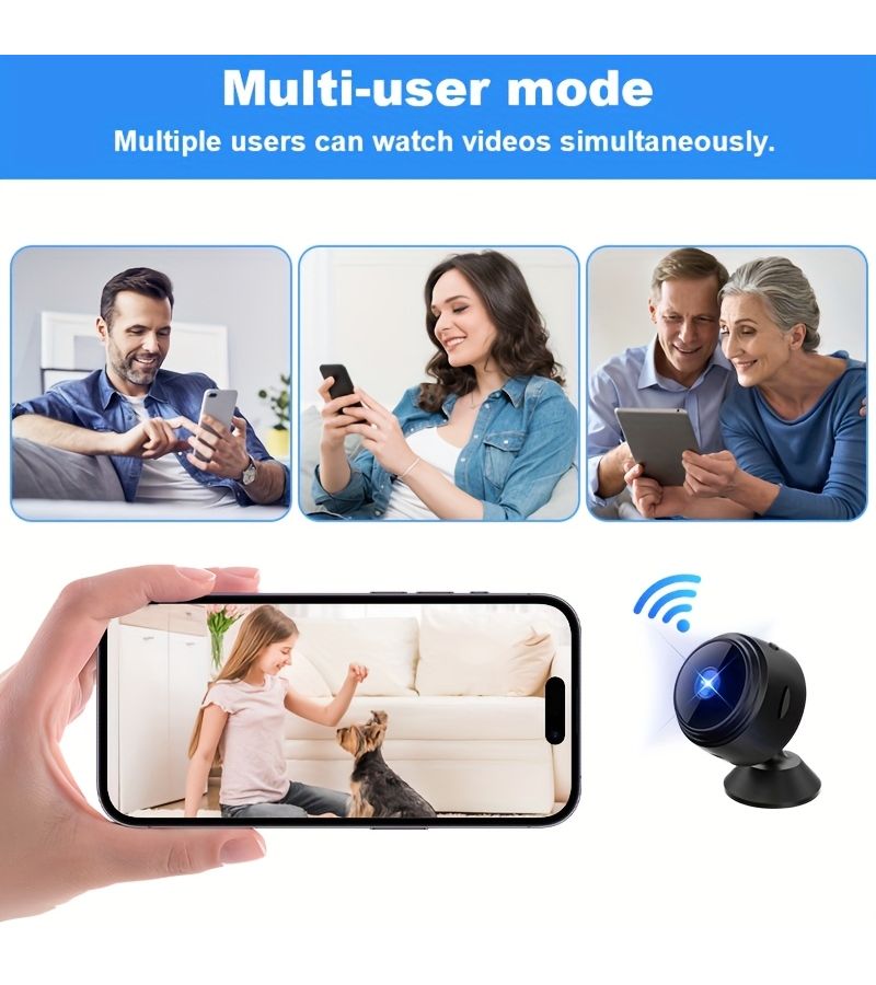 Mini Wireless WiFi Security Camera 1pc Black With Magnetic Base Motion Detection 480P HD Outdoor Indoor Home Smart Cam Portable Surveillance System App Controlled Audio Alerts No Wiring - Image 5