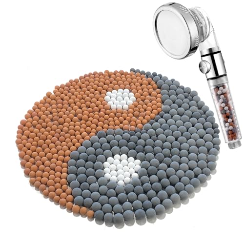 Luxsego Filter Beads fit for Filtered Shower Head, Replacement Showerhead Beans for Purifying Water, 5 oz Anion Mineral Balls Rejuvenate Dry Skin & Hair, 3 Kinds of Ionic Stones Refills Hand Shower - Image 1