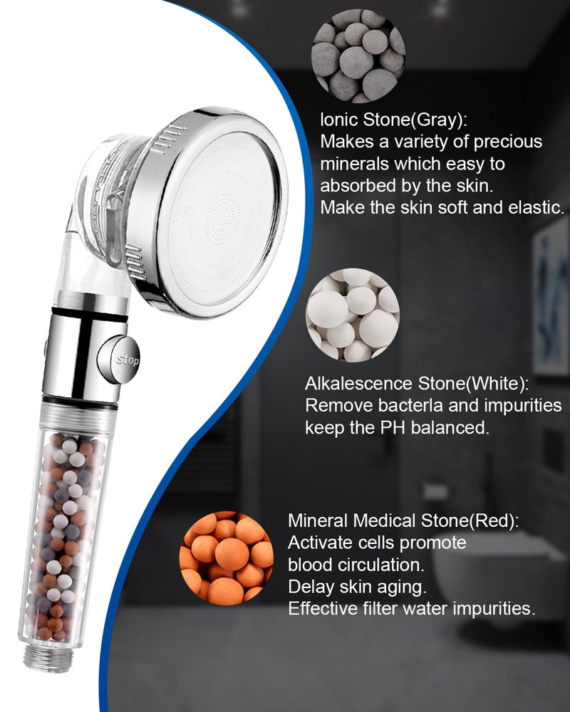 Luxsego Filter Beads fit for Filtered Shower Head, Replacement Showerhead Beans for Purifying Water, 5 oz Anion Mineral Balls Rejuvenate Dry Skin & Hair, 3 Kinds of Ionic Stones Refills Hand Shower - Image 4