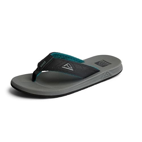 Reef Phantoms Mens Beach Flip Flop, Water Friendly, Soft and Supportive Molded Footbed, Grey/Black/Green, 11 - Image 1