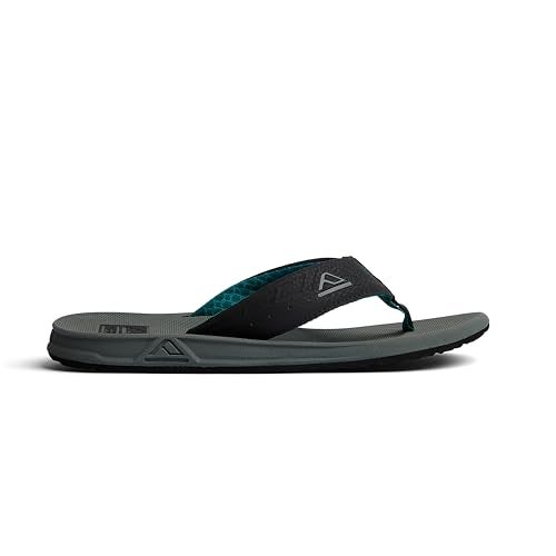 Reef Phantoms Mens Beach Flip Flop, Water Friendly, Soft and Supportive Molded Footbed, Grey/Black/Green, 11 - Image 4