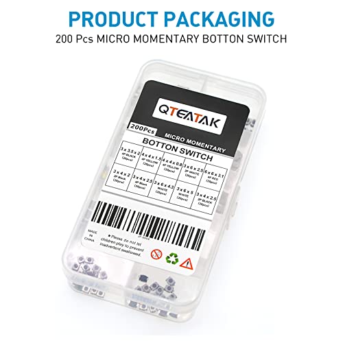 QTEATAK QTETAK 200 Pcs 10 Value Micro Momentary Tactile Push Button Switch Tact Assortment Kit - Image 5