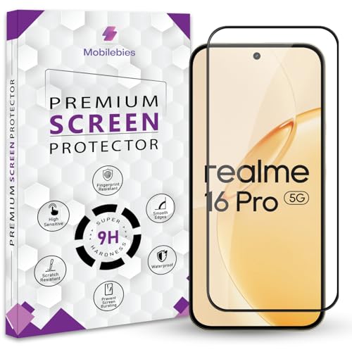 Mobilebies® Premium Tempered Glass Screen Protector Guard For Realme 16 Pro 5G (6.78 Inch, Pack of 1) | Edge to Edge Coverage With Easy to installation kit - Image 1