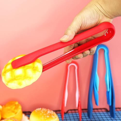 FLAVION Multi-Functional Plastic Tongs for Home Bakery,Salad Serving, Catering,Cooking,Serving, Snacks,Colorful Mini Silicone Kitchen Tongs Set,Heat Resistant,Non-Slip Grip. (RED, 3 PCS Set) - Image 4