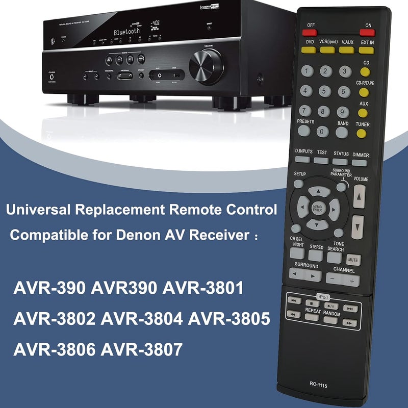RC-1115 RC1115 IR Replacement Remote Control for Denon AV Surroud Receiver AVR-390 AVR390 AVR-3801 AVR-3802 AVR-3804 AVR-3805 AVR-3806 AVR-3807 - Image 1